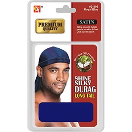 Beauty Town Premium Quality Satin Shine Silky Durag Long Tail 360 Waves Royal Blue #22103