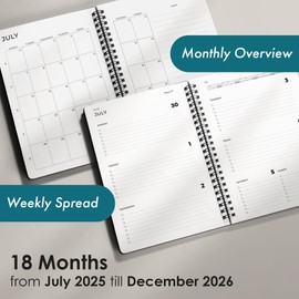 A4 Academic Diary 2025 2026 Week to View – Weekly Planner for Students, Study Schedule Notebook, Daily Organiser, Work Schedule Book, Personal Time Management Planner, July 2025 – December 2026