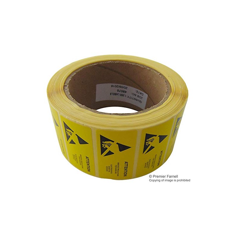 1 x Quantity - 055-0002 Yellow ESD Warning Labels 50mm