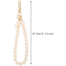 SquarezhenBo Charm Shell Pendant Keyring Purse Handbag Keychain Pearl Crystal Rhinestones Keychains Jewelry for Wife Girlfriend Women Keyrings Keychains