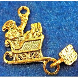 50-Pcs. Gold Santa Sleigh with Gift Dangle Charms Pendants Q0533 - Jewelry Making DIY Crafting Charm Beads for Bracelets