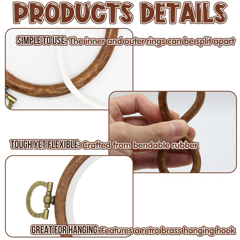6Pcs 3 Inch Small Embroidery Hoops, - Premium Oval Rubber