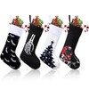 Realspring 4 Pcs Christmas Stockings Black and White Christmas Stockings