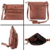 Cochoa Women Crossbody Real Leather Triple Zip Bag, Purse, Travel