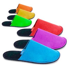 diMio Deluxe Guest Slippers Set 12 Pieces 6 Pairs Size 4-10 in Bright Colours, Deluxe