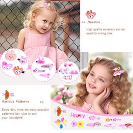 48 PCS Cute Girl Hair Accessories Set, Candy Color Hair Clips for Kids Toddlers, Rainbow Flower Fruit Butterfly Cartoon Clips, Colorful Barrettes for Stylish Hairstyles, Dress Up & Party