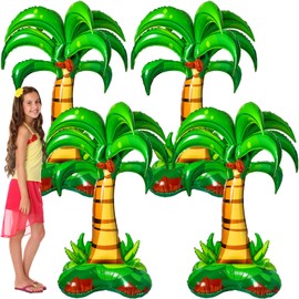 Libima 2 Pcs 52 Inch 3D Big Palm Tree Balloons Foil Balloons Birthday Wedding Party Decor Inflatable Palm Tree Balloons for Kids Adults Hawaiian Luau Party Baby Shower Ball Summer Theme Decorations