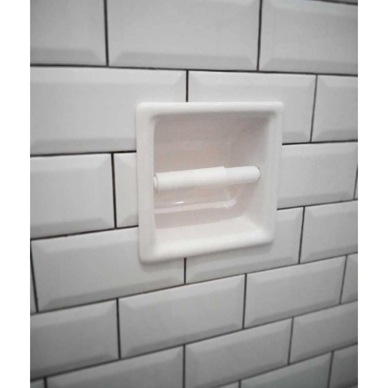 Recessed Shower Tissue Holder Porcelain 6X6 - Easy to Install