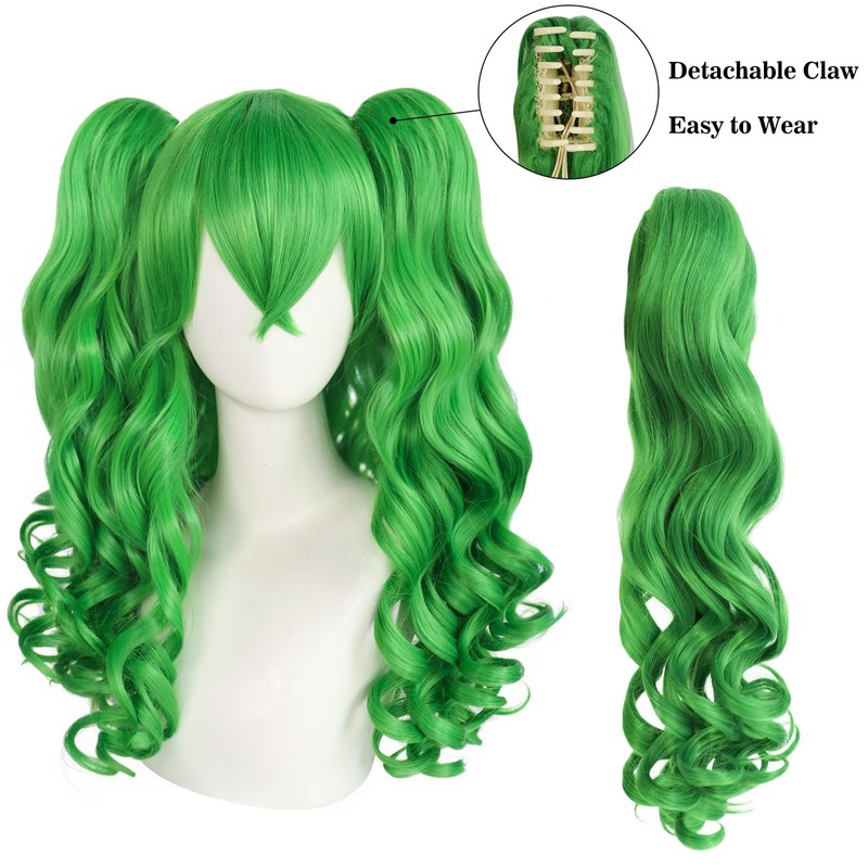 Long Green Wig for Women Lime Green Ponytail Wig Long