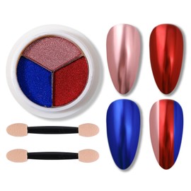 3 Colors Chrome Nail Powder kit,Aurora Metallic Nail Powder Holographic Mirror Effect Mermaid Iridescent Nail Powder Metallic Powder for Nails,Nail Art Decoration (08#)