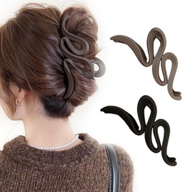 Hair Clip, Office, Simple, Hair Accessories, Hair Clip, Popular, Hair Ornament, Clip, Large, Korean Style, Office, Stylish, Gift, For Women (Dark Coffee + Black)