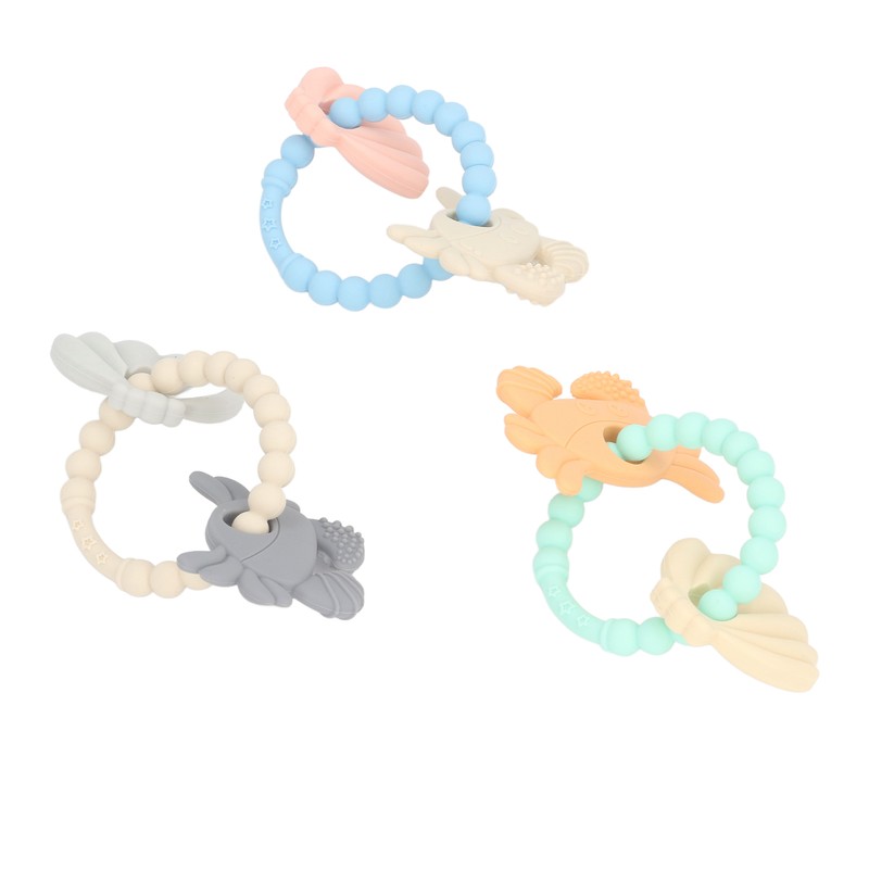 3pcs Silicone Shell Teething Ring Soothes Gum Soreness Crab Shell