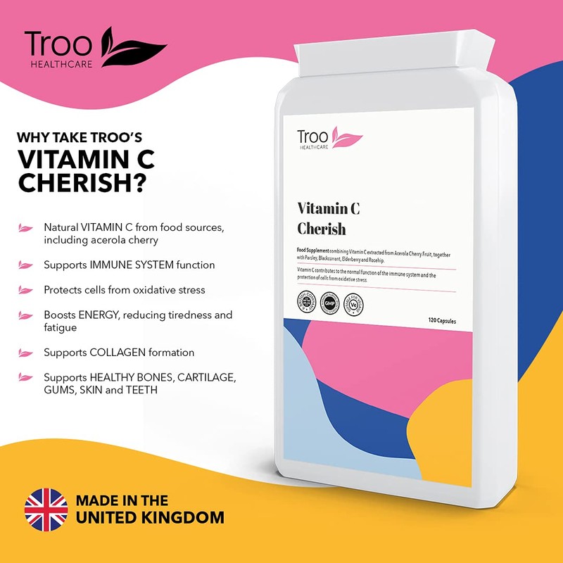 Vitamin C Cherish 120 Capsules - Natural Food Vitamin C