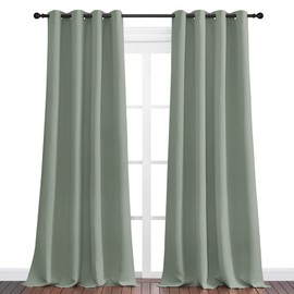 NICETOWN NICETOWN Greyish Green Blackout Curtains 102" Long for Office, 55" Wide, 2 Pieces, Dining Room, Guest Room, Sound Reducing Heat and Cold Block Curtain Panels for Modern Room Decorative