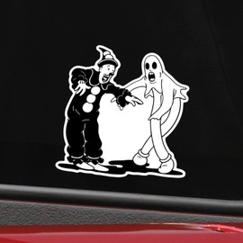 Koko The Clown and Ghost Sticker Decal - UV Printed Vintage Cartoon Design for Cars, Trucks, Windows, Laptops, Cups, Bumpers - 5-Inch by 4.75-Inch