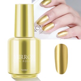 U-Shinein Mirror Nail Polish Golden, Platinum Glitter Nail Polish Shiny Style Nail Polish Sparkle Glitter Nail Polish for DIY or Professional Nail Art Manicure