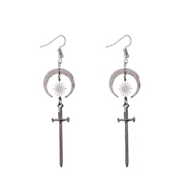Gothic Dangle Earrings for Women Vintage Sun Moon Star Moth Butterfly Sword Drop Earrings Dark Style Retro Goth Witchy Dangling Earring Bohemian Halloween Statement Jewelry Accessories (Sword)