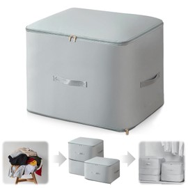 Ultra Space Saving Self Compression Organizer,Compression Storage Bags, Self Compression Storage Bags Space Saving Storage with Zipper, Compression Bags for Comforters,Blankets,Bedding (Gray-L)