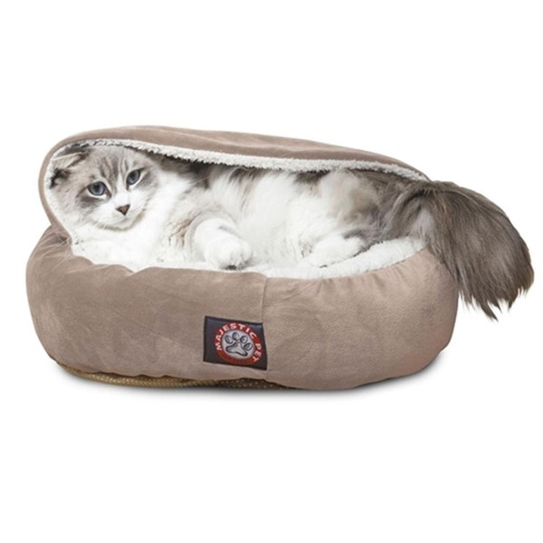 18 inch Stone Suede Canopy Cat Bed