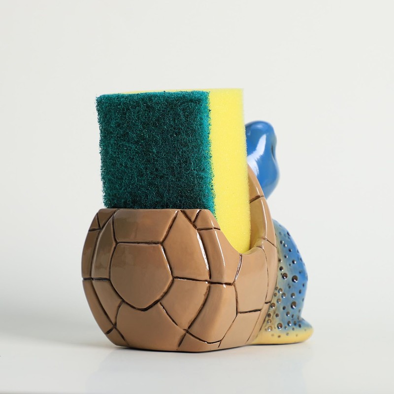 Resin Sea Turtle Sponge Holder for Kitchen Sink, Compact Sink