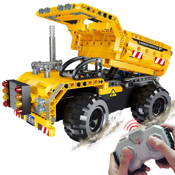 BIRANCO. STEM Engineering Toys | Dump Truck Building Set with Remote Control, Fun Construction Toy for Boys and Girls Ages 6 7 8 9 10-12 Years Old and up, Best Toy Gift for Kids, Activity Game
