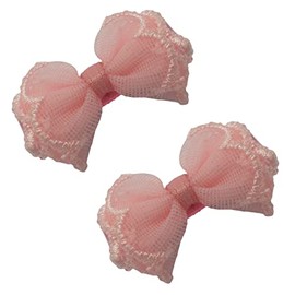 Topkids Accessories 2pc Chiffon Fabric bows 4cm Back to School Hair Bows Girls Hair Bow Accessories Girls Hair Clip for Girls & Women Hair Accessories for Girls cute Hair Clip for Girls (Pink)
