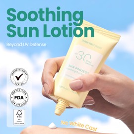 THANKYOU FARMER Sun Project Soothing Sun Lotion SPF 30 - Korean Sunscreen with Centella Asiatica - Dermatologist Tested, Broad Spectrum, Hydrating, Lightweight, No White Cast - 1.69 fl oz