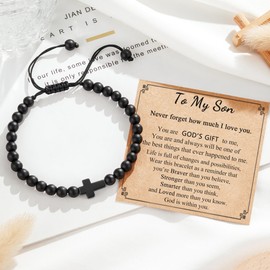 Tarsus to My Son Bracelet from Mom, Son Gifts from Mom, Cross Bracelet for Men Teen Christian Gifts for Young Men Easter Gifts Christmas Gifts