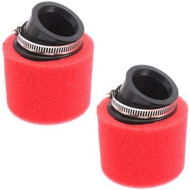 LIYYDS 2Pcs Universal 42mm 1.65inch Red Angled Double Foam Pod Performance Filter 125cc 150cc 200cc 250cc GY6 ATV Scooter Quad Go Kart Moped Pit Dirt Bike Yamaha PZ24 41mm 43mm