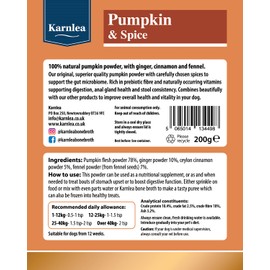 Pumpkin & Spice Whole Food Supplement Topper for Dogs 200g | Superior Pumpkin Powder with Added Gut Healthy Spices | Pumpkin Spice| Fibre Rich, Prebiotic, Anal Gland Health| Scooting (2 x 200g)