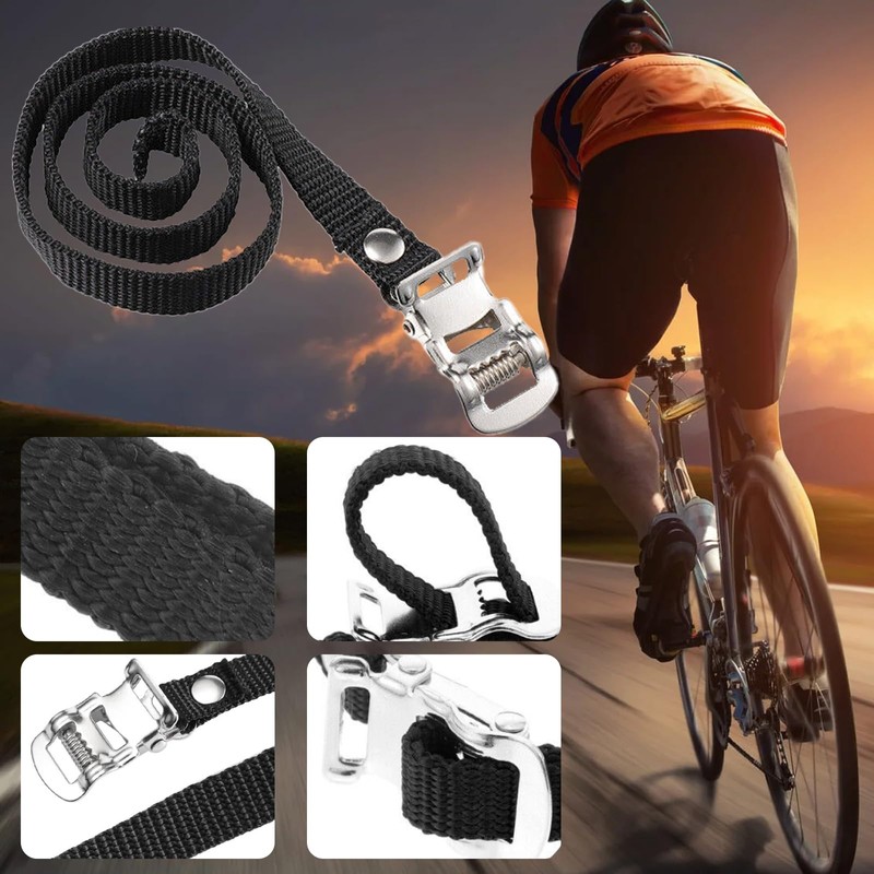 Pack of 4 Bicycle Pedals Clips, Adjustable Toe Straps, Adjustable