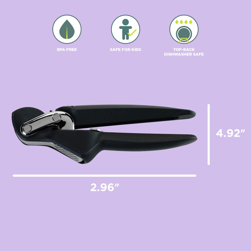 Chef'n FreshForce Garlic Press, Handheld Manual Garlic Crusher, Stainless Steel