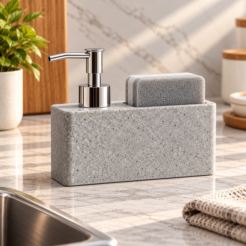 Kitchen Soap Dispenser with Sponge Holder for Sink Organization –