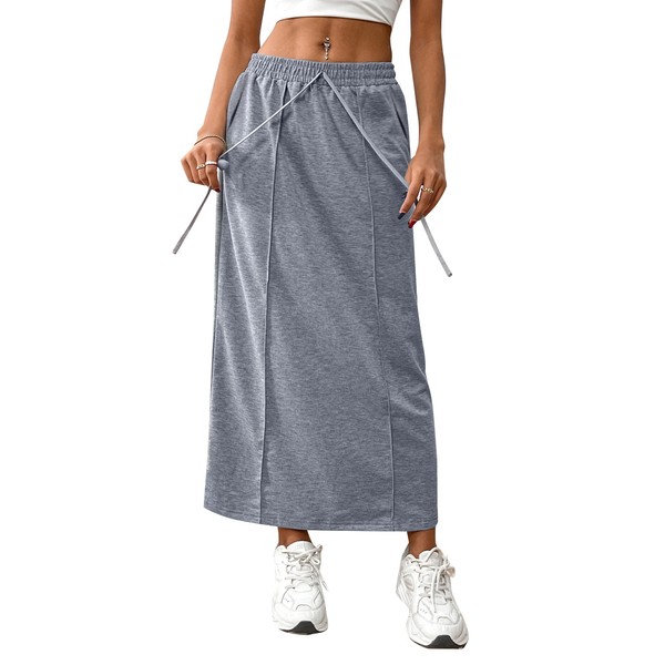 SOFIA'S CHOICE Women's Drawstring Skirts High Waist Long Skirt with