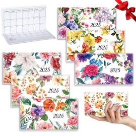ReliThick 6 Pcs 2025 Pocket Calendar for Purse Monthly Planner Notebook Small Pocket Calendar Journals Notepads Appreciation Present Gift for Women Friends Kids Teacher School Office(Floral Style)