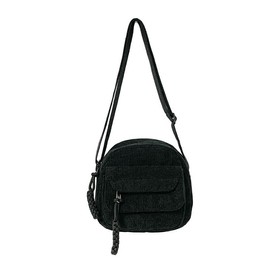 Aufona Cute Crossbody Bag Purse for Women, Corduroy Kawaii Shoulder Bag Aesthetic Small Wallet Bag (Black)