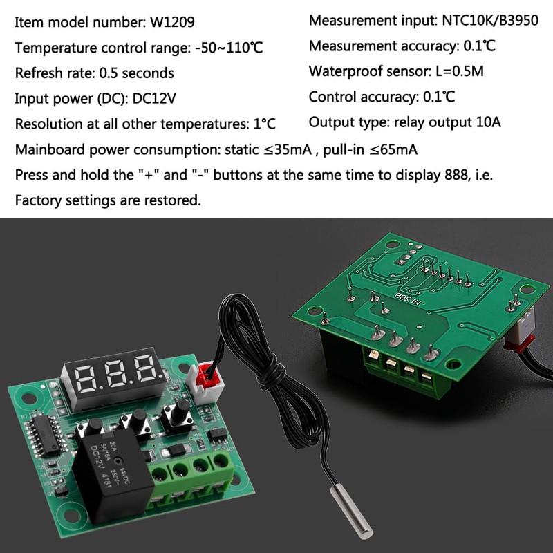 VooGenzek 2 x W1209 Temperature Controller Module, 12 V DC