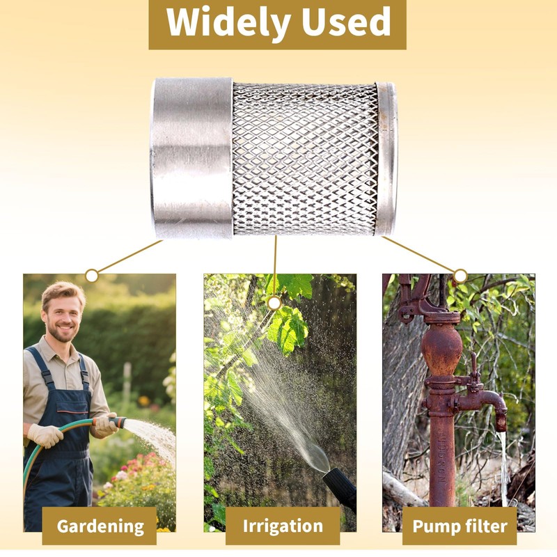 Tinoaly 2pcs 25mm Inlet Suction Strainer Mesh Filter, Stainless Steel