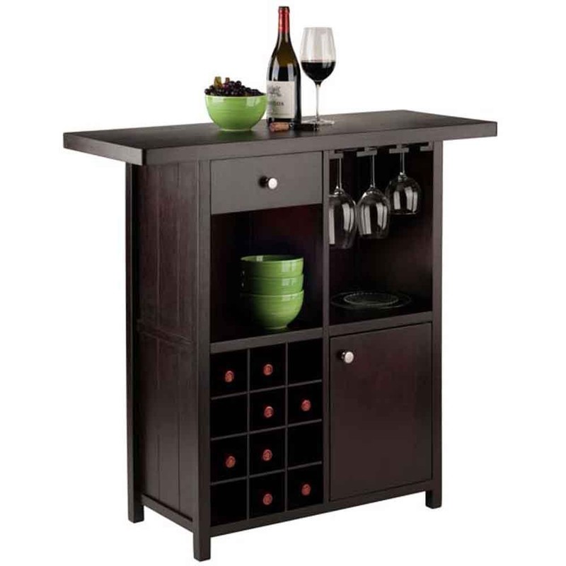 Winsome Macon Bar Wine Cabinet, Espresso