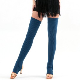 Bamboopack Women Long Leg Warmers Over Knee High Footless Socks Winter Knit Thigh High Knee Socks Leg Sleeves (Navy Blue)