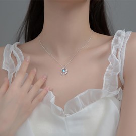 SLUYNZ Solid 925 Sterling Silver Star Moon Choker Necklace for Women Teens Moon Star Pendant Necklace (A-Sterling Silver)