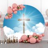 Renaiss 6.5x6.5ft Holy Light Heaven Cross Round Backdrop Cover Blue