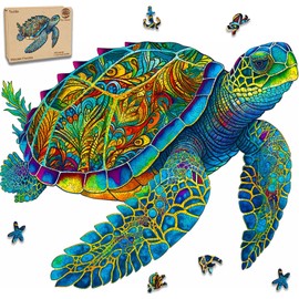 Wooden Puzzles, Sea Turtle Jigsaw Puzzles 200 Pieces, Unique Shaped Wooden Puzzles for Adults and Kids, Family Game 9.2 x 11.2 Inch