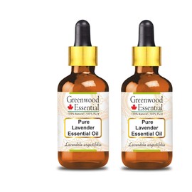 Greenwood Essential Pure Lavender Essential Oil (Lavandula angustifolia) with Glass Dropper Steam Distilled 100ml X 2 (6.76 oz)