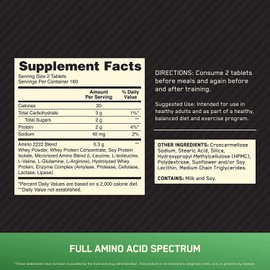 Optimum Nutrition Superior Amino 2222 Tablets, Complete EAAs, 320 Ct