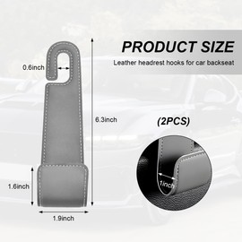 FSTURIOS 2 PCS Car Seat Headrest Hooks, Microfiber Leather Hanger Holder Hook for Hanging Purse and Bag, Universal Vehicle Back Seat Organizer Hook for Grocery Bag Handbag Coat (Gray)