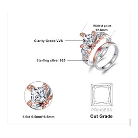 JewelryPalace Women's Cubic Zirconia Ring, Engagement Ring, 925 Sterling Silver, Rose Gold, Wedding Ring, Wedding Ring, Band Ring Set, Women's Jewellery with Stone, Gemstone, Cubic Zirconia Ruby