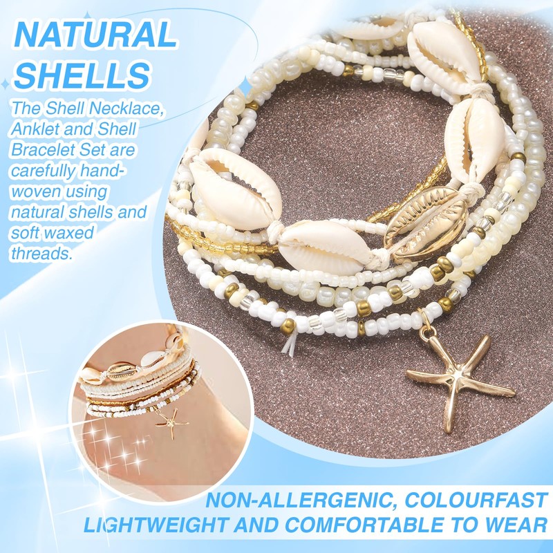 Leogony Starfish Beaded Bracelets for Women, Stackable Shell Bracelets for