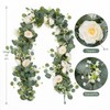 TOCHGREEN 2 Pack 13Ft Artificial Eucalyptus Flower Garland with White