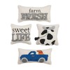 Mud Pie Mini Farm Hook Pillow, 8" x 8", Sweet